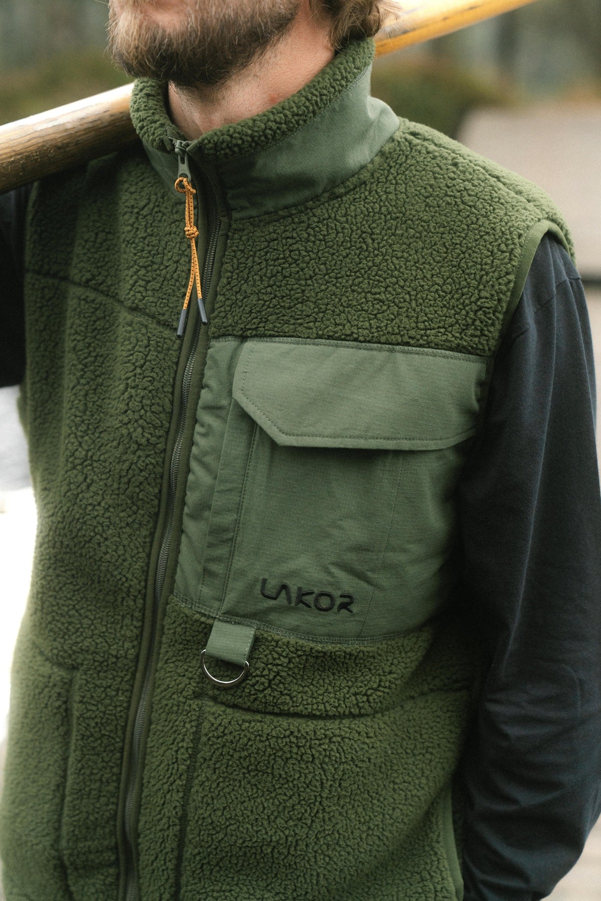 LAKOR Bear Sherpa Vest Jacket Riffle Green