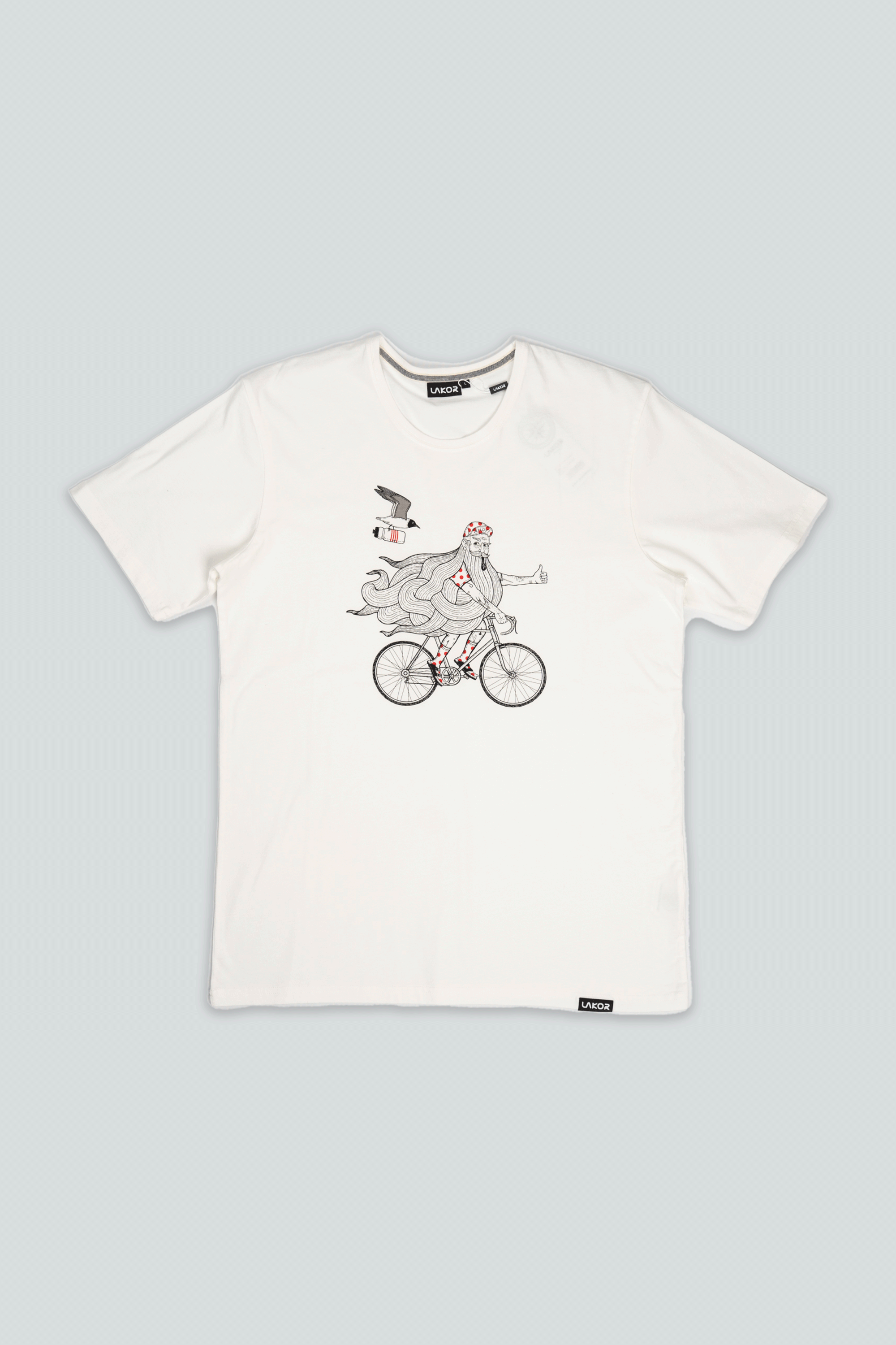 LAKOR Beard on a Bike T-shirt T-Shirt Star White