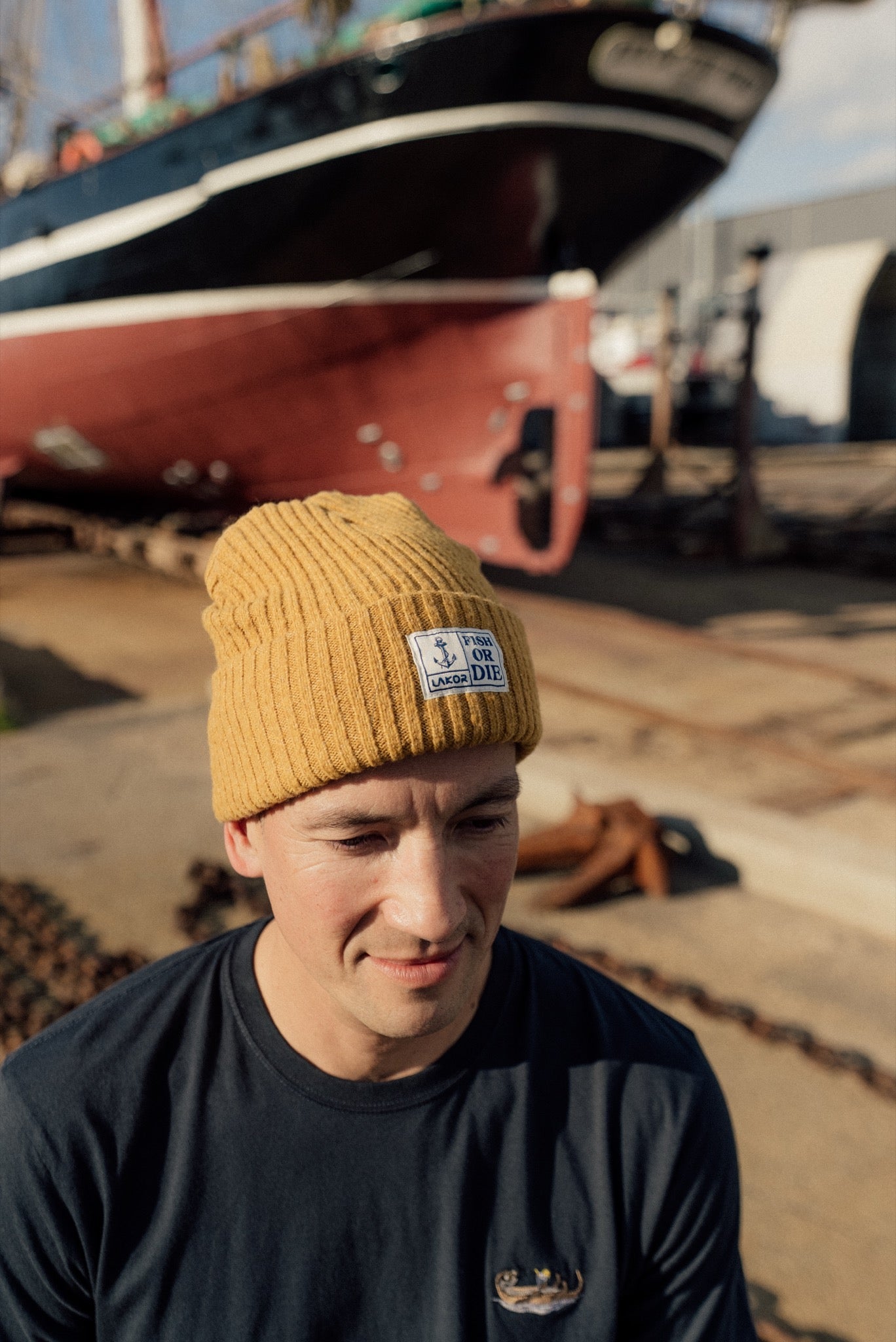 LAKOR Fish or Die Beanie Headwear Yellow