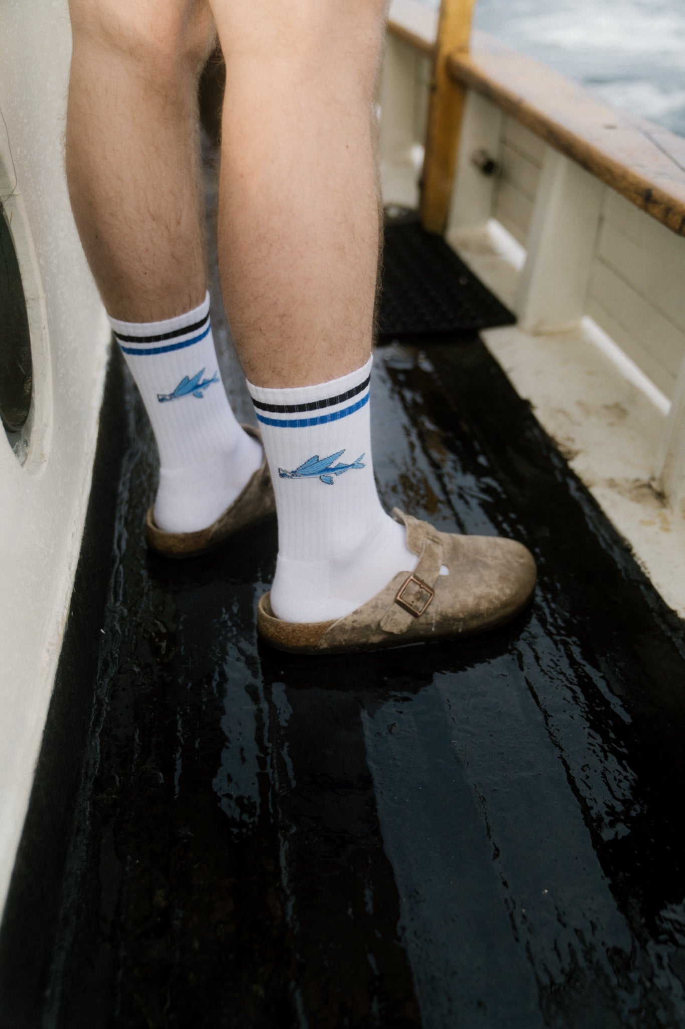 LAKOR Fly Fish Tennis Socks Tennis Socks White