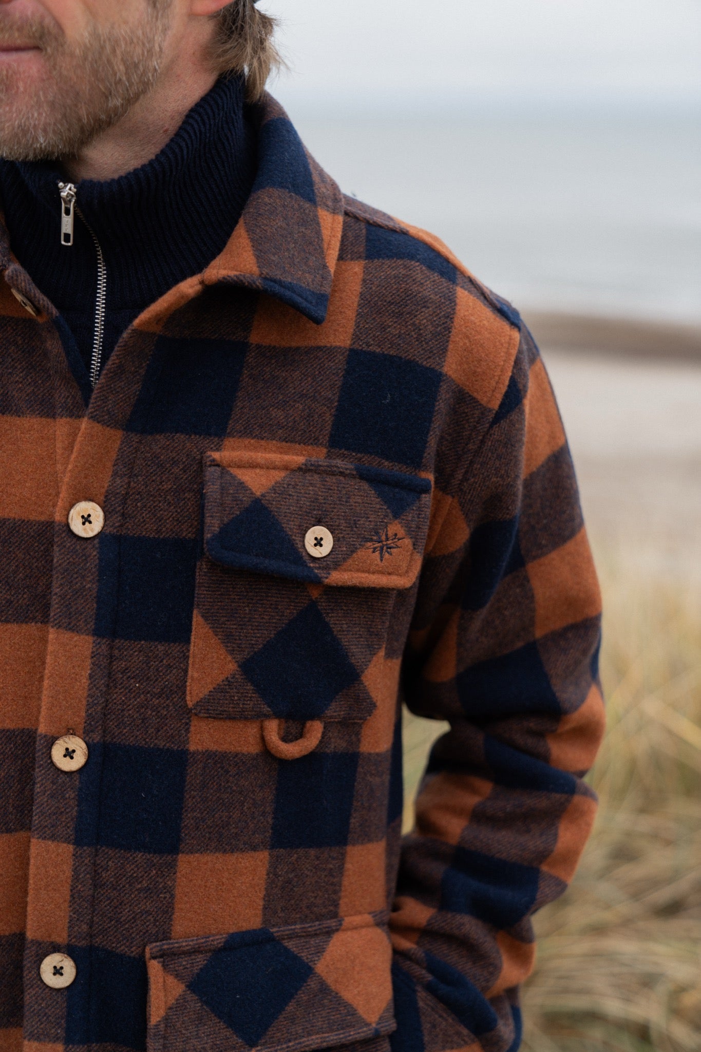 Birler Wool Jacket (Blueberry/Mocha Bisque)