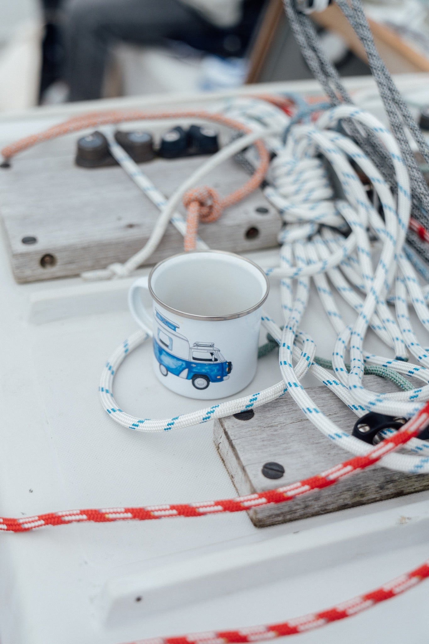 Ocean Camper Enamel Mug - White