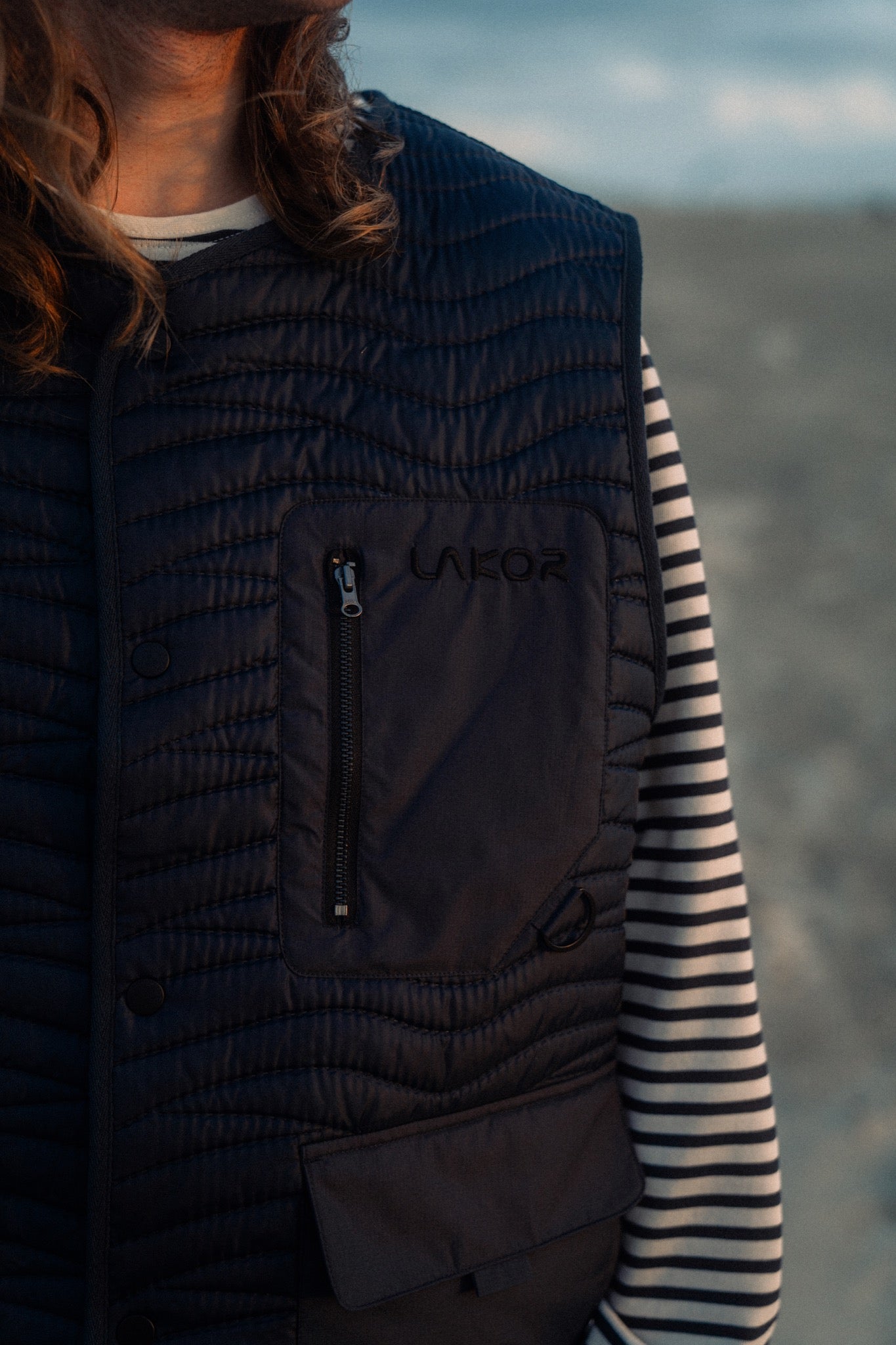 LAKOR Seaway Quilted Vest Jacket Blueberry