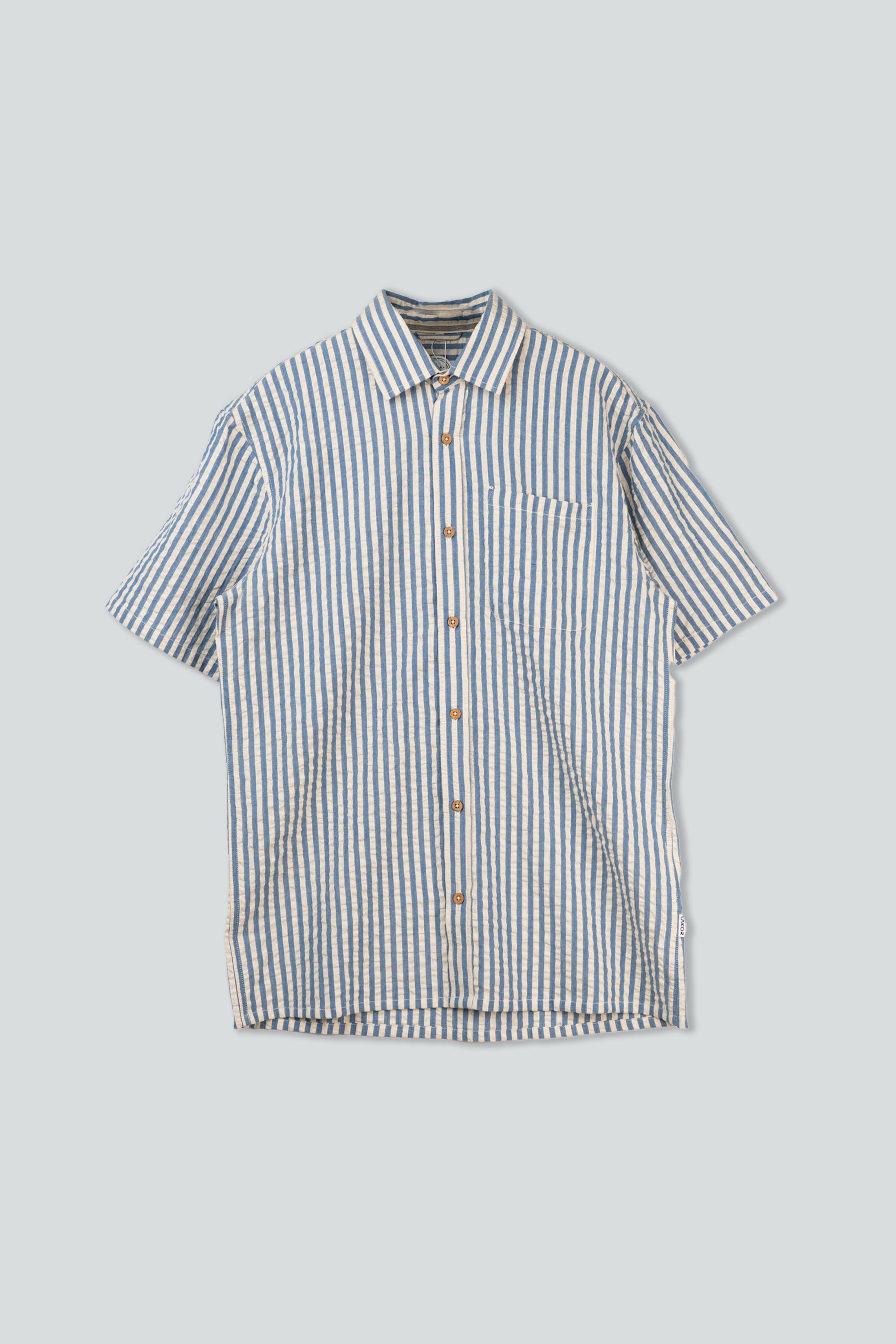 LAKOR Seer Sucker Short Sleeve Shirt Short Sleeve Shirt Bering Sea