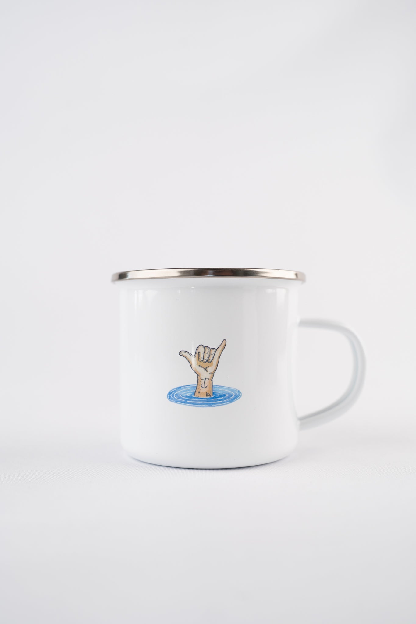 Shark Shaka Enamel Mug - White