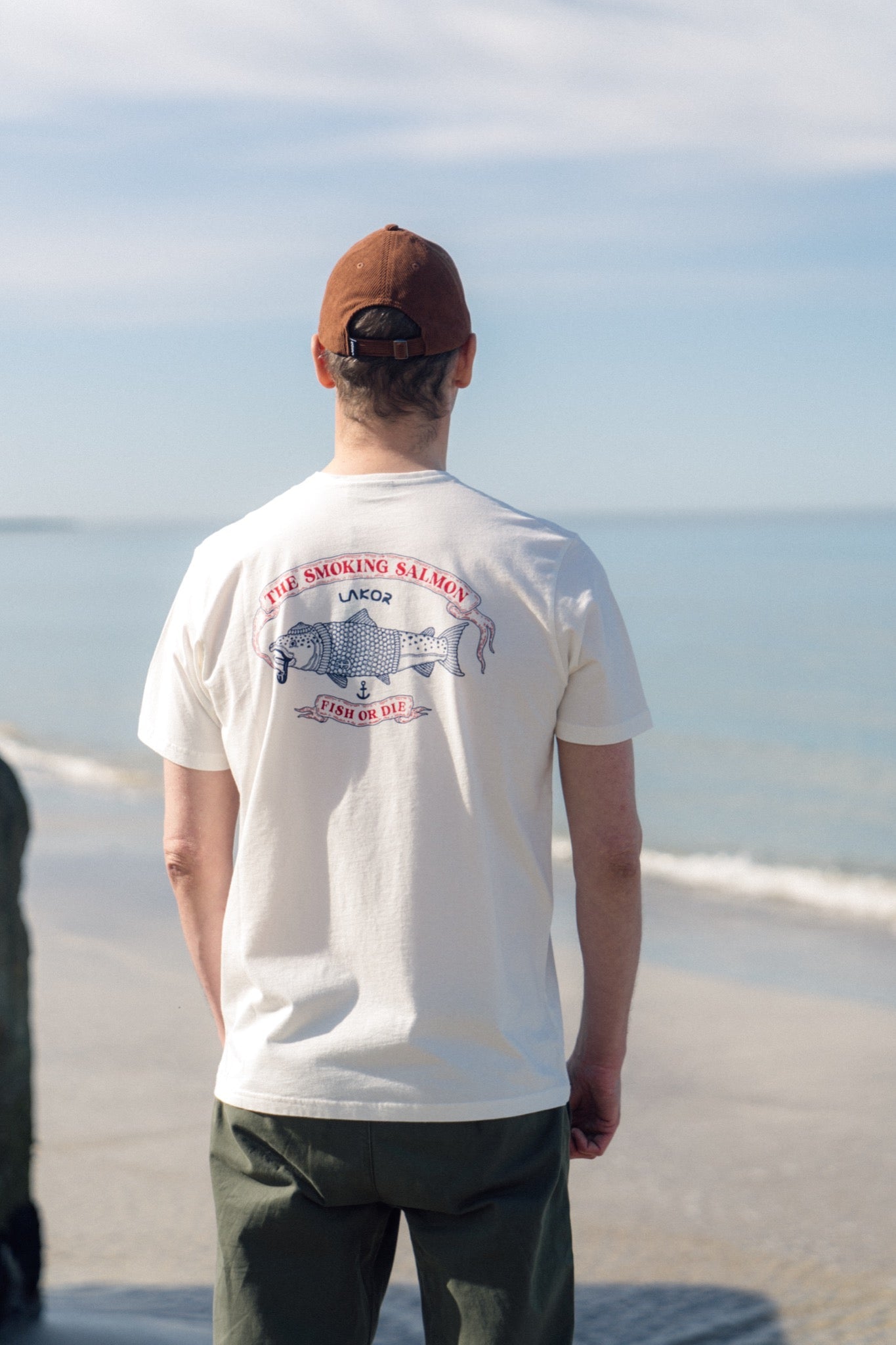 LAKOR The Smoking Salmon Back T-shirt T-Shirt Star White